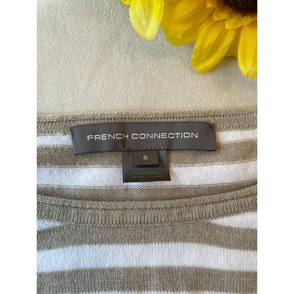 French Connection Women's Striped Long Sleeve Raglan Sweater S 100% Cotton - Picture 3 of 8